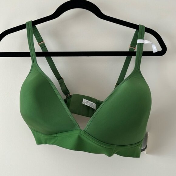 Aerie Women Solid Green Plugging Neckline Bra Plus Size 40C - Picture 1 of 11